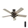 Devon Park 52 in. LED Indoor Onyx Bengal Ceiling Fan with Light and Remote Control by Hunter