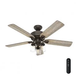 Devon Park 52 in. LED Indoor Onyx Bengal Ceiling Fan with Light and Remote Control by Hunter