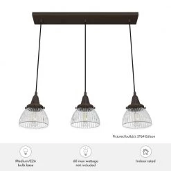 Cypress Grove 3 Light Onyx Bengal Island Chandelier with Clear Holophane Glass Shades Kitchen Light by Hunter -Hunter Sales onyx bengal hunter chandeliers 19142 66 1000