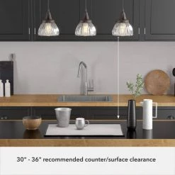 Cypress Grove 3 Light Onyx Bengal Island Chandelier with Clear Holophane Glass Shades Kitchen Light by Hunter -Hunter Sales onyx bengal hunter chandeliers 19142 c3 1000