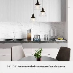 Cypress Grove 3 Light Onyx Bengal Waterfall Chandelier with Clear Holophane Glass Shades Kitchen Light by Hunter -Hunter Sales onyx bengal hunter chandeliers 19183 c3 1000