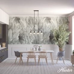 Cypress Grove 4 Light Onyx Bengal Linear Chandelier with Clear Holophane Glass Shades Kitchen Light by Hunter -Hunter Sales onyx bengal hunter chandeliers 19185 40 1000