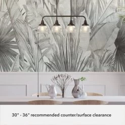 Cypress Grove 4 Light Onyx Bengal Linear Chandelier with Clear Holophane Glass Shades Kitchen Light by Hunter -Hunter Sales onyx bengal hunter chandeliers 19185 77 1000