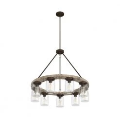 Devon Park 9 Light Onyx Bengal Wagonwheel Chandelier with Clear Glass Shades Kitchen Light by Hunter -Hunter Sales onyx bengal hunter chandeliers 19245 4f 1000