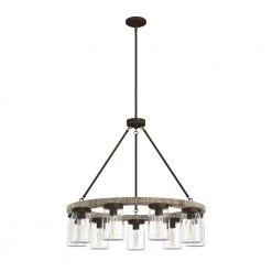 Devon Park 9 Light Onyx Bengal Wagonwheel Chandelier with Clear Glass Shades Kitchen Light by Hunter