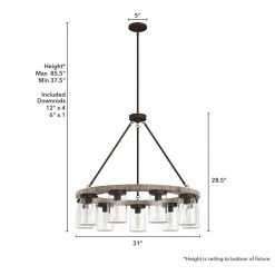 Devon Park 9 Light Onyx Bengal Wagonwheel Chandelier with Clear Glass Shades Kitchen Light by Hunter -Hunter Sales onyx bengal hunter chandeliers 19245 77 1000