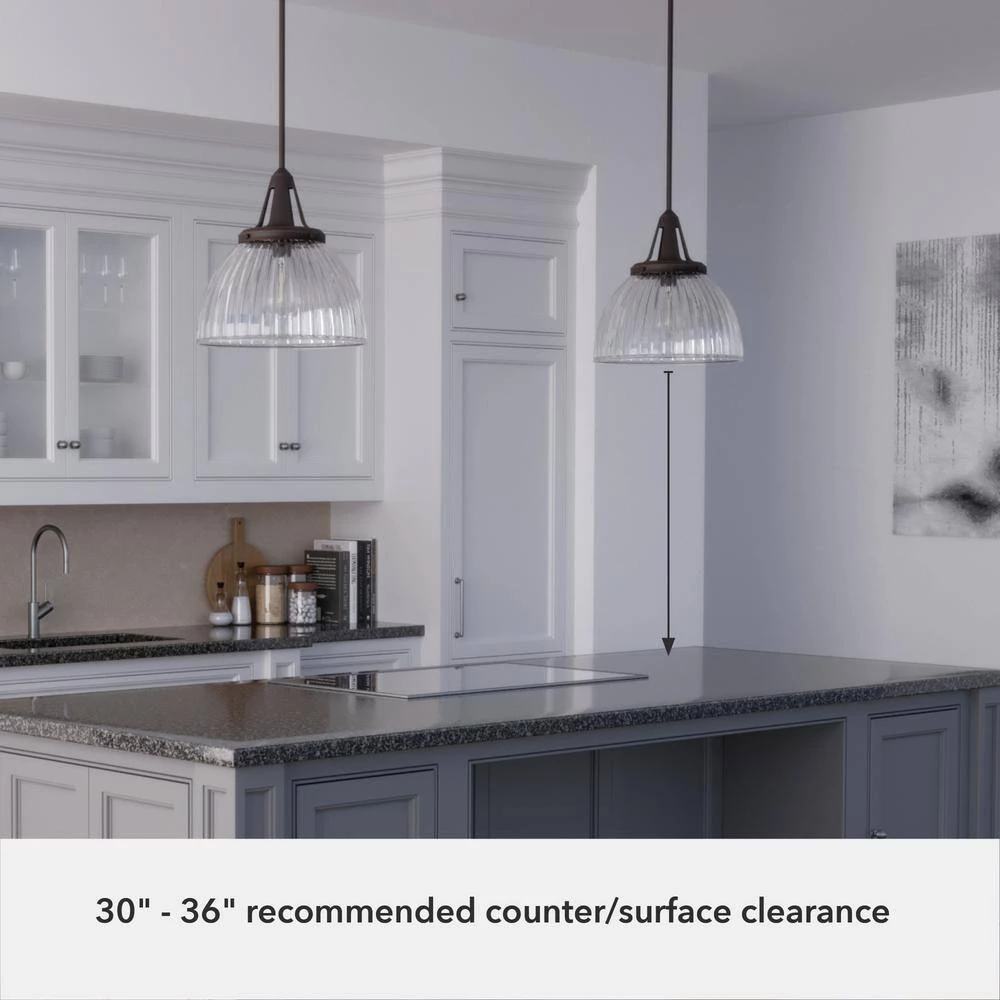 Cypress Grove 1 Light Onyx Bengal Island Pendant Light with Clear Holophane Glass Shade Dining Room Light by Hunter 9 Cypress Grove 1 Light Onyx Bengal Island Pendant Light with Clear Holophane Glass Shade Dining Room Light by Hunter - Image 7