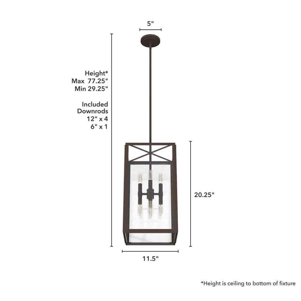 Felippe 8 Light Onyx Bengal Island Pendant Light with Clear Seeded Glass Shade Kitchen Light by Hunter 8 Felippe 8 Light Onyx Bengal Island Pendant Light with Clear Seeded Glass Shade Kitchen Light by Hunter - Image 6