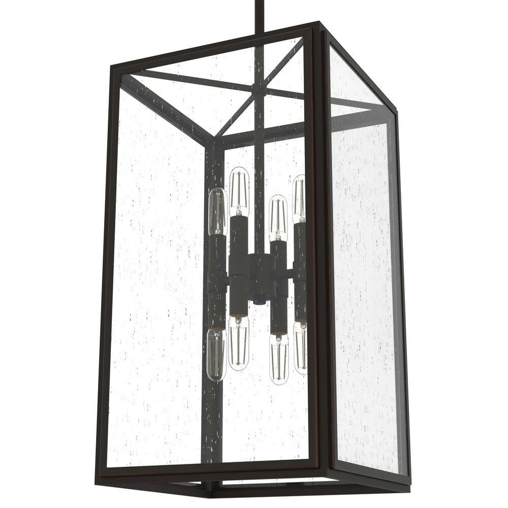 Felippe 8 Light Onyx Bengal Island Pendant Light with Clear Seeded Glass Shade Kitchen Light by Hunter 6 Felippe 8 Light Onyx Bengal Island Pendant Light with Clear Seeded Glass Shade Kitchen Light by Hunter - Image 4