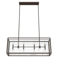 Felippe 8 Light Onyx Bengal Island Chandelier with Seeded Glass Shade Kitchen Light by Hunter -Hunter Sales onyx bengal hunter chandeliers 19978 1f 1000