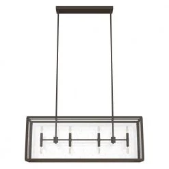 Felippe 8 Light Onyx Bengal Island Chandelier with Seeded Glass Shade Kitchen Light by Hunter