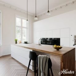 Cypress Grove 1 Light Onyx Bengal Island Pendant Light with Clear Holophane Glass Shade Dining Room Light by Hunter -Hunter Sales onyx bengal hunter pendant lights 19230 40 1000