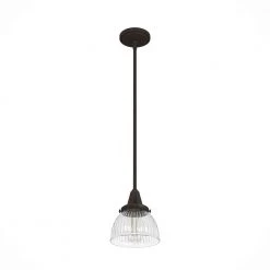 Cypress Grove 1 Light Onyx Bengal Island Pendant Light with Clear Holophane Glass Shade Dining Room Light by Hunter -Hunter Sales onyx bengal hunter pendant lights 19230 c3 1000