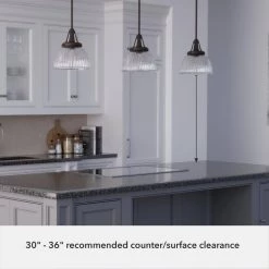 Cypress Grove 1 light Onyx Bengal Island Pendant Light with Clear Holophane Glass Shade Kitchen Light by Hunter -Hunter Sales onyx bengal hunter pendant lights 19248 77 1000