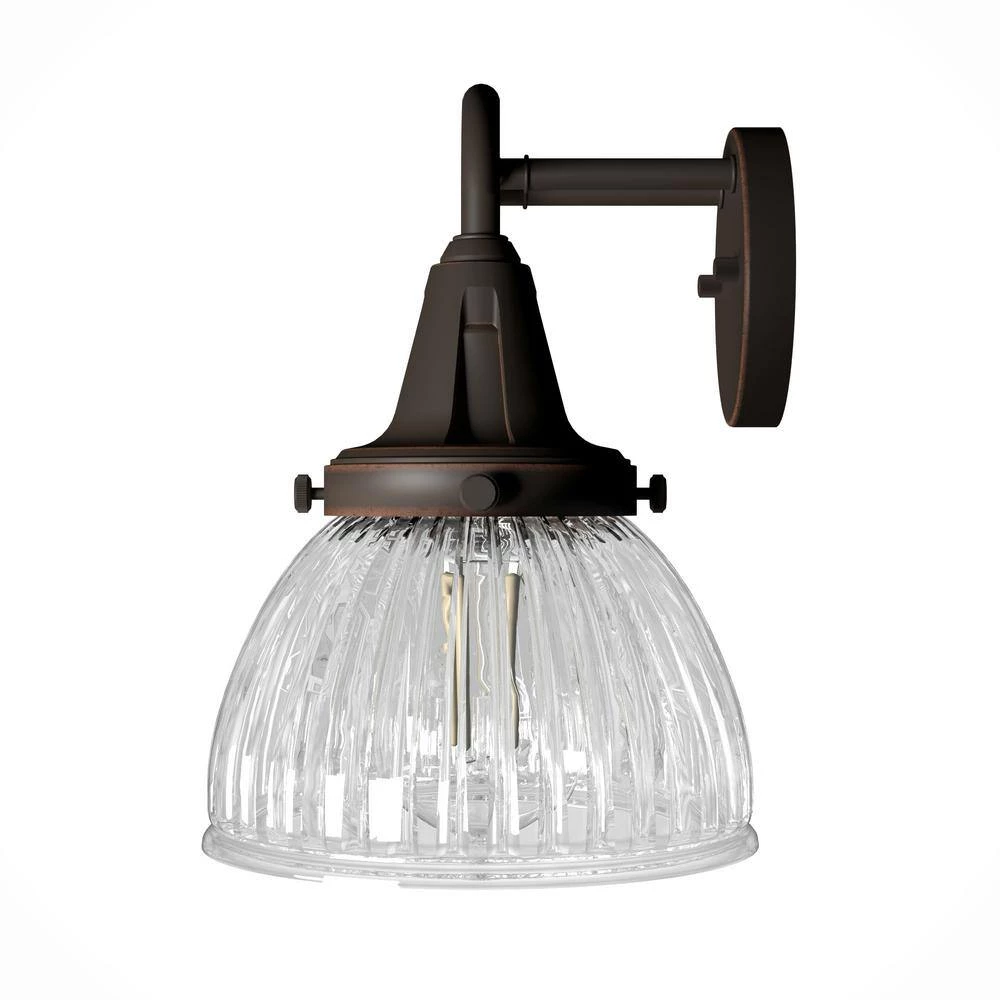 Cypress Grove 24.25 in. 3 Light Onyx Bengal Vanity Light with Clear Holophane Glass Shades Bathroom Light by Hunter 7 Cypress Grove 24.25 in. 3 Light Onyx Bengal Vanity Light with Clear Holophane Glass Shades Bathroom Light by Hunter - Image 5