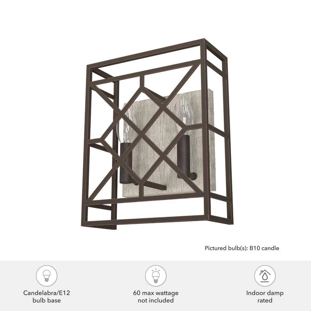 Langwood 2 Light Onyx Bengal Wall Sconce Bathroom Light by Hunter 7 Langwood 2 Light Onyx Bengal Wall Sconce Bathroom Light by Hunter - Image 5