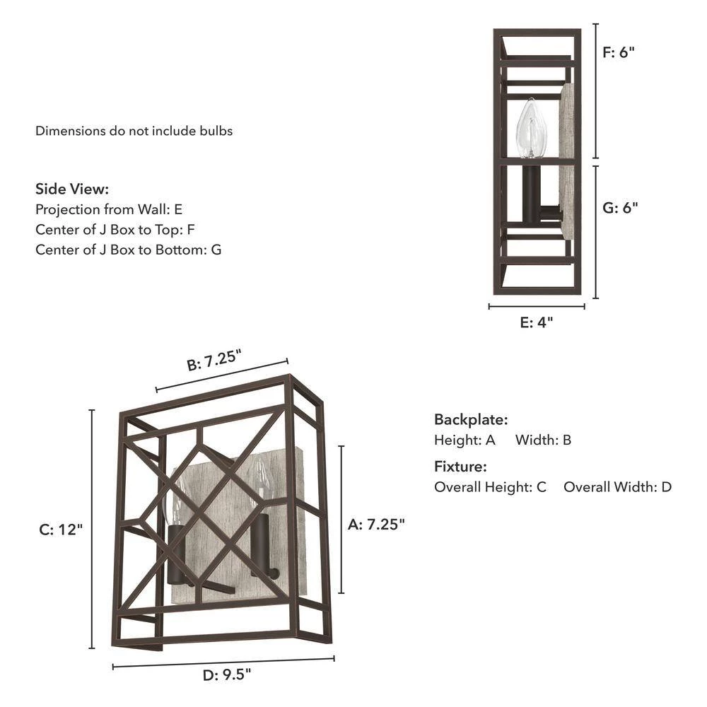 Langwood 2 Light Onyx Bengal Wall Sconce Bathroom Light by Hunter 8 Langwood 2 Light Onyx Bengal Wall Sconce Bathroom Light by Hunter - Image 6