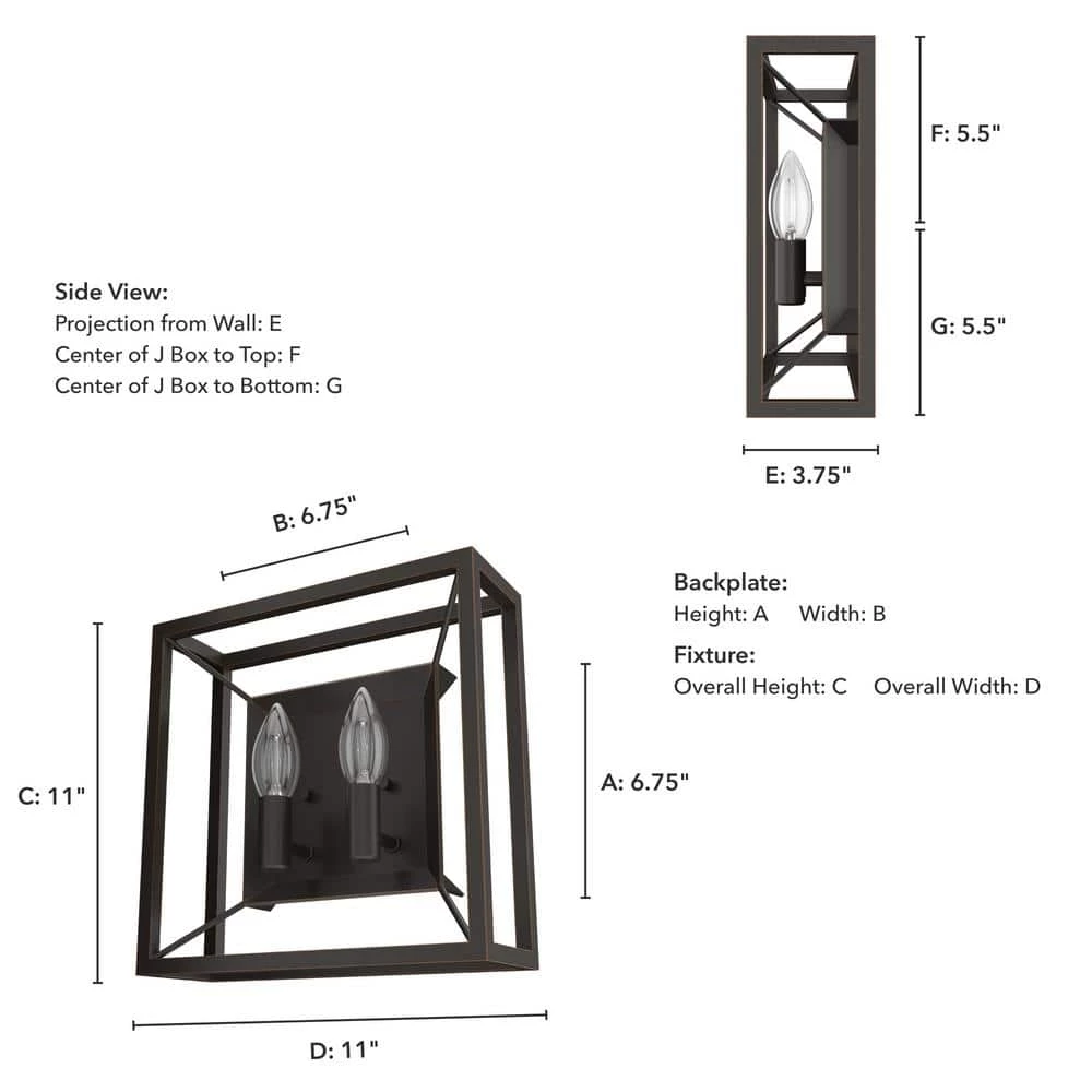 Doherty 2-Light Onyx Bengal Wall Sconce by Hunter 8 Doherty 2-Light Onyx Bengal Wall Sconce by Hunter - Image 6