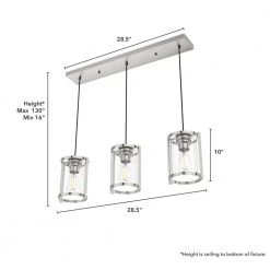 Astwood 3 Light Polished Nickel Island Chandelier with Clear Glass Shades Kitchen Light by Hunter -Hunter Sales polished nickel hunter chandeliers 19953 66 1000