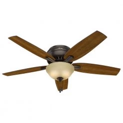Newsome 52 in. Indoor Premier Bronze Low-Profile Ceiling Fan With LED Light Kit and Remote by Hunter 22 Newsome 52 in. Indoor Premier Bronze Low-Profile Ceiling Fan With LED Light Kit and Remote by Hunter -Hunter Sales premier bronze hunter ceiling fans with lights 32844 44 1000