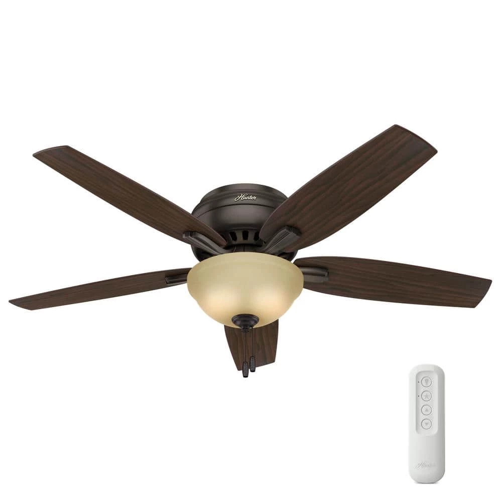 Newsome 52 in. Indoor Premier Bronze Low-Profile Ceiling Fan With LED Light Kit and Remote by Hunter 3 Newsome 52 in. Indoor Premier Bronze Low-Profile Ceiling Fan With LED Light Kit and Remote by Hunter