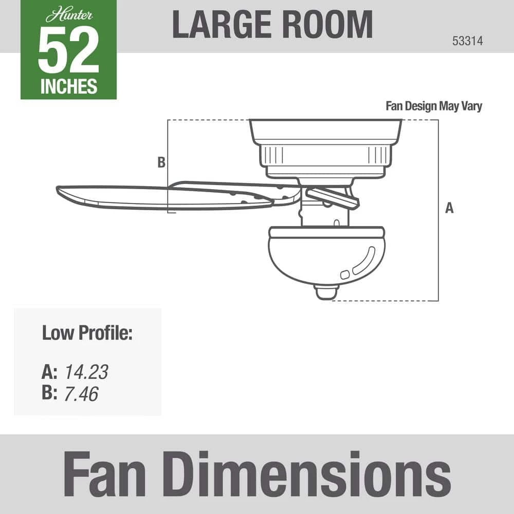 Newsome 52 in. Indoor Premier Bronze Low-Profile Ceiling Fan With LED Light Kit and Remote by Hunter 6 Newsome 52 in. Indoor Premier Bronze Low-Profile Ceiling Fan With LED Light Kit and Remote by Hunter - Image 4