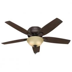 Newsome 52 in. Indoor Premier Bronze Bowl Light Kit Low-Profile Ceiling Fan by Hunter