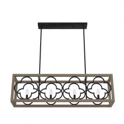 Gablecrest 4 Light Concrete Rustic Iron Linear Chandelier Kitchen Light by Hunter -Hunter Sales rustic iron hunter chandeliers 19099 1f 1000