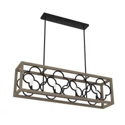 Gablecrest 4 Light Concrete Rustic Iron Linear Chandelier Kitchen Light by Hunter -Hunter Sales rustic iron hunter chandeliers 19099 4f 1000