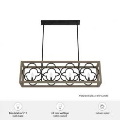 Gablecrest 4 Light Concrete Rustic Iron Linear Chandelier Kitchen Light by Hunter -Hunter Sales rustic iron hunter chandeliers 19099 66 1000