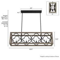 Gablecrest 4 Light Concrete Rustic Iron Linear Chandelier Kitchen Light by Hunter -Hunter Sales rustic iron hunter chandeliers 19099 77 1000