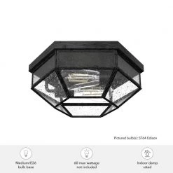 Indria 13 in. 2 Light Rustic Iron Flush Mount Bathroom Light by Hunter -Hunter Sales rustic iron hunter flush mount lights 19115 1d 1000