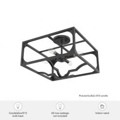 Highland Hill 16 in. 4 Light Rustic Iron Semi Flush Mount Bedroom Light by Hunter -Hunter Sales rustic iron hunter flush mount lights 19291 1d 1000