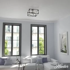 Highland Hill 16 in. 4 Light Rustic Iron Semi Flush Mount Bedroom Light by Hunter -Hunter Sales rustic iron hunter flush mount lights 19291 40 1000