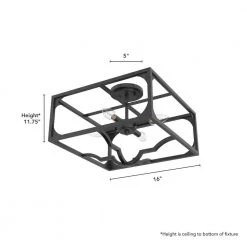 Highland Hill 16 in. 4 Light Rustic Iron Semi Flush Mount Bedroom Light by Hunter -Hunter Sales rustic iron hunter flush mount lights 19291 66 1000