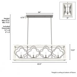 Gablecrest 4 Light Concrete Rustic White Linear Chandelier Kitchen Light by Hunter -Hunter Sales rustic white hunter chandeliers 19098 1d 1000