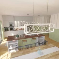 Gablecrest 4 Light Concrete Rustic White Linear Chandelier Kitchen Light by Hunter -Hunter Sales rustic white hunter chandeliers 19098 40 1000