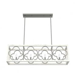 Gablecrest 4 Light Concrete Rustic White Linear Chandelier Kitchen Light by Hunter -Hunter Sales rustic white hunter chandeliers 19098 c3 1000