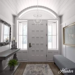 Belltown 4 Light Rustic White Island Pendant Light with Clear Glass Shade Dining Room Light by Hunter -Hunter Sales rustic white hunter chandeliers 19314 40 1000