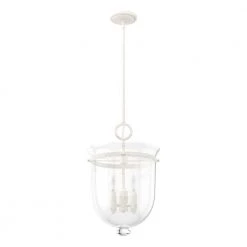 Belltown 4 Light Rustic White Island Pendant Light with Clear Glass Shade Dining Room Light by Hunter