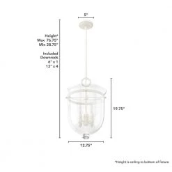 Belltown 4 Light Rustic White Island Pendant Light with Clear Glass Shade Dining Room Light by Hunter -Hunter Sales rustic white hunter chandeliers 19314 66 1000
