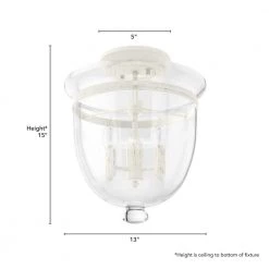 Belltown 13 in. 3 Light Rustic White Semi Flush Mount Bedroom Light by Hunter -Hunter Sales rustic white hunter flush mount lights 19316 66 1000