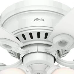Hatherton 46 in. Indoor White Ceiling Fan with Light Kit by Hunter -Hunter Sales snow white hunter ceiling fans with lights 52087 1d 1000