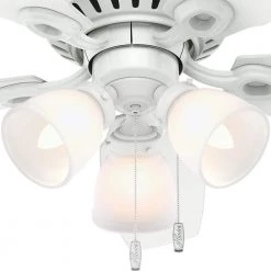 Hatherton 46 in. Indoor White Ceiling Fan with Light Kit by Hunter -Hunter Sales snow white hunter ceiling fans with lights 52087 40 1000
