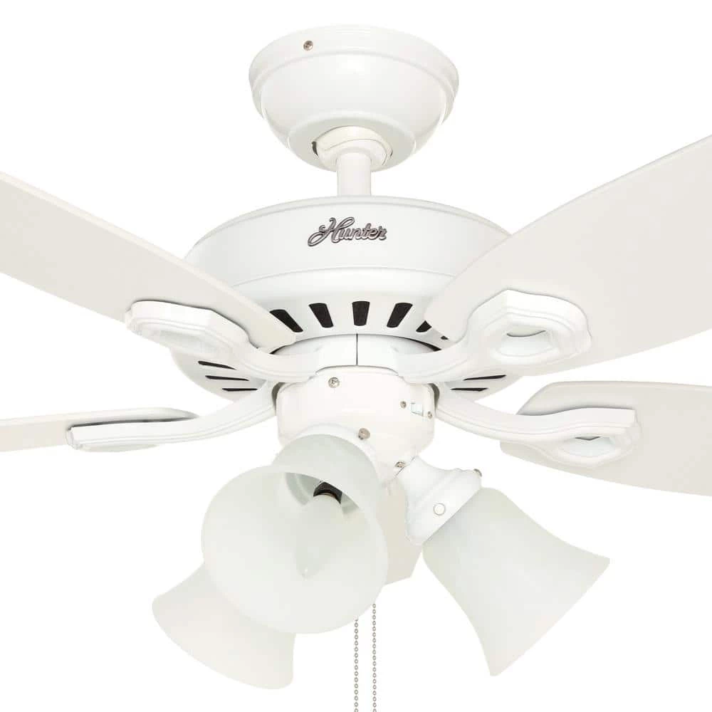 42 in. Indoor Snow White Builder Small Room Ceiling Fan with Light Kit by Hunter 5 42 in. Indoor Snow White Builder Small Room Ceiling Fan with Light Kit by Hunter - Image 3