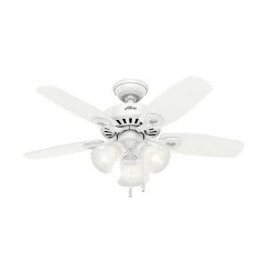 42 in. Indoor Snow White Builder Small Room Ceiling Fan with Light Kit by Hunter