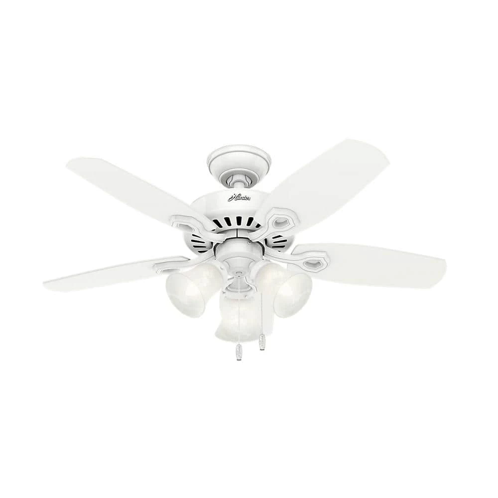 42 in. Indoor Snow White Builder Small Room Ceiling Fan with Light Kit by Hunter 3 42 in. Indoor Snow White Builder Small Room Ceiling Fan with Light Kit by Hunter