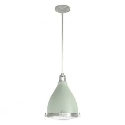 Bluff View 1 Light Soft Sage Island Pendant Light with Metal Shade Dining Room Light by Hunter