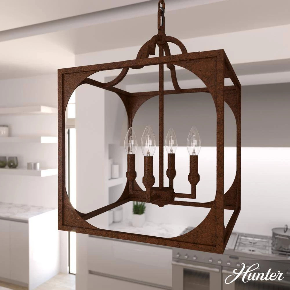 Highland Hill 4 Light Textured Rust Island Pendant Light Dining Room Light by Hunter 4 Highland Hill 4 Light Textured Rust Island Pendant Light Dining Room Light by Hunter - Image 2