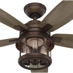 Coral Bay 52 in. Indoor/Outdoor Weathered Copper Ceiling Fan with Remote and Light Kit by Hunter -Hunter Sales weathered copper hunter ceiling fans with lights 51469 31 1000
